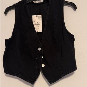 NWT Zara Black Denim Vest